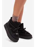 Dámske snežnice na platforme s kožušinou (jahňacie) Big Star - čierne