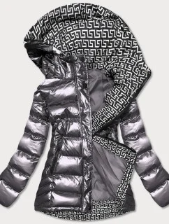 Dámska prešívaná bunda s kapucňou sivá (xw817x)