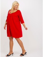 Červené mikinové šaty plus veľkosť základné s vreckami