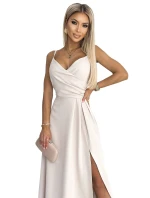 299-6 CHIARA elegantné maxi dlhé šaty bez ramienok - BEACH