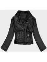 Čierna bunda ramoneska s opaskom (11Z8061)