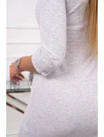 Šaty s výstrihom na gombíky svetlo šedé