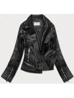 Čierna dámska bunda z eko kože (11Z8030)