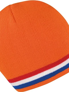 Result Headwear R 368X Pletená čiapka s kontrastnými pruhmi 28.368X oranžová/červená-biela-modrá