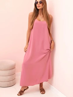 Dlhé šaty bez ramienok tmavoružové