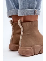 Damskie Buty Sportowe Ze Skarpetą Beżowe Zirila