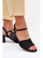 Damskie Sandały Na Słupkowym Obcasie Czarne Sarena