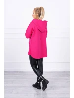 Zateplená mikina s predĺženým chrbtom a vreckami fuchsiová Zateplená mikina s predĺženým chrbtom a vreckami fuchsiová