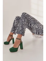 Damskie Sandały Brokatowe Na Słupku Zielone Rosel