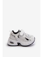 Dziecięce Buty Sportowe Sneakersy Na Rzep Biało-Czarne Ephona