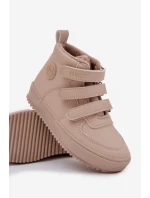 Ocieplane Botki Sneakersy Dziecięce Na Rzepy Big Star SS374072 Beżowe