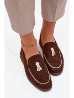 Mokasyny Loafersy Damské Z Eko Zamszu Čokoládové Darwen