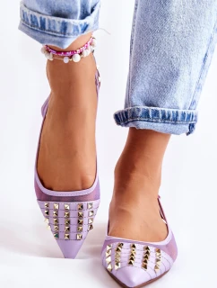 Damskie Baleriny Z Ćwiekami Fioletowe Kinley
