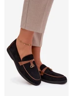 Mokasyny Loafersy Damské Z Eko Semiš Černé Darwen