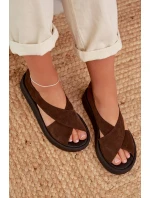 Dámské sandály Zazoo 3196 z přírodního semiše hnědé