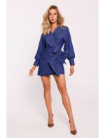 M802 Mini zavinovacie šaty so zaväzovaním - modré M802 Mini zavinovacie šaty so zaväzovaním - modré