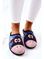 Papcie Ocieplane Wzór Renifer Niebieskie Elodie