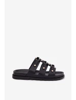 Klapki Damskie Z Paskami Czarne Pasiriela