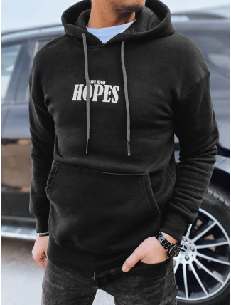 Pánska bavlnená mikina s potlačou HOPES čierna FashionStreet BX5662 Pánska bavlnená mikina s potlačou HOPES čierna FashionStreet BX5662