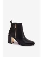 Dámské kotníkové boty na podpatku z eko kůže černé Camilyn