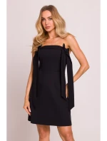 M851 Šaty na ramienka s mašľami - čierne