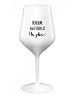 ĎAKUJEME UČITEĽOVI - NA ZDRAVIE - biely nerozbitný pohár na víno 470 ml