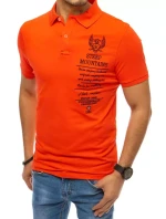 Pánska polokošeľa s výšivkou koralovo červená FashionStreet PX0477