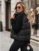 Dámska prešívaná péřová bunda s pletenými rukávmi, čierna, FashionStreet TY5930
