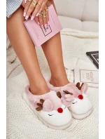 Futrzane Kapcie Damskie Z Motywem Renifera Różowe Wistira