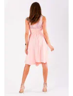 Dámske spoločenské šaty EVA & LOLA stredne dlhé ružové - Ružová / S - EVA & LOLA