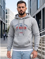 Pánska mikina s kapucňou a vreckom na hrudi s potlačou, svetlošedá, FashionStreet NX5150BX Pánska mikina s kapucňou a vreckom na hrudi s potlačou, svetlošedá, FashionStreet NX5150BX