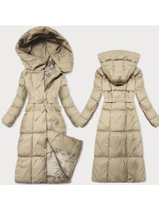Dámska zimná bunda s opaskom J Style Light Beige (5M3227-62)
