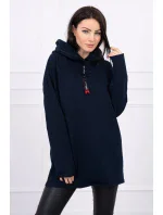 Oversize tmavo modrá tunika na zips s kapucňou Oversize tmavo modrá tunika na zips s kapucňou