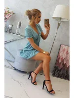 Šaty s viazaným výstrihom do V morsky modrej