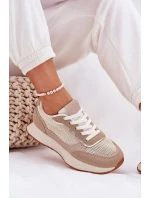 Buty Sportowe Damskie Z Siateczką Na Platformie Khaki Poova