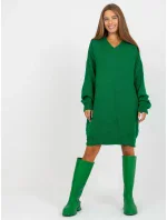 Dámske pletené šaty LC SW 0341.38P Tmavo zelená - Rue Paris Dámske pletené šaty LC SW 0341.38P Tmavo zelená - Rue Paris