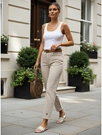 Dámske džínsy Mom Fit s opaskom, béžové, FashionStreet UY3083