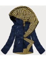 Tmavo modrá dámska bunda sa vzorovanou podšívkou (W707)