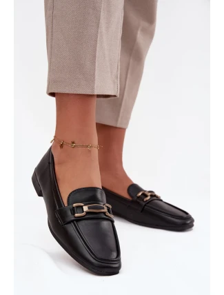 Półbuty Loafersy Damskie Z Ozdobą Czarne Priscelle