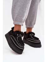 Dámské sněhule na platformě s kožíškem a třásněmi Černé Ferayne