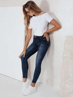 Dámske skinny džínsy námornícka modrá FashionStreet UY2789