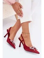 Červené Derissa dámské lodičky s mašlí a otevřeným patou