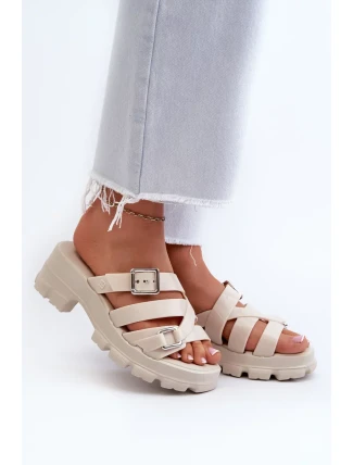 Dámske papuče na nízkom podpätku ZAXY light beige