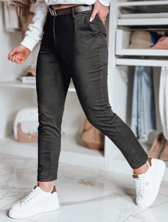 Dámske nohavice chinos s opaskom LINESKA khaki FashionStreet UY2576
