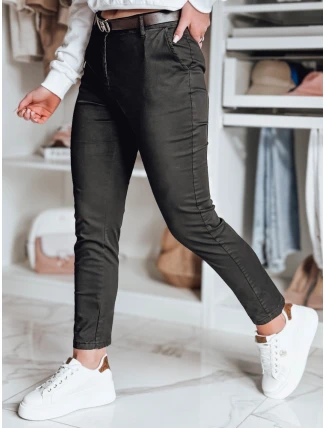 Dámske nohavice chinos s opaskom LINESKA khaki FashionStreet UY2576