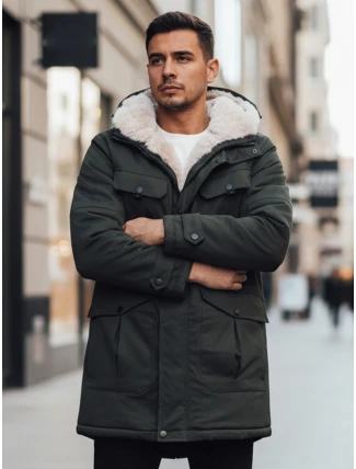 Pánska zimná bunda parka s kapucňou zelená FashionStreet TX4961z Pánska zimná bunda parka s kapucňou zelená FashionStreet TX4961z