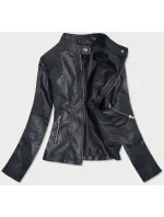 Čierna bunda ramoneska so stojačikom (B0110)