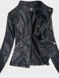 Čierna bunda ramoneska so stojačikom (B0110)