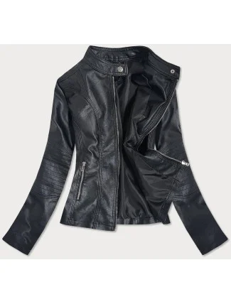 Čierna bunda ramoneska so stojačikom (B0110)