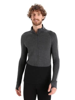 Icebreaker Pánske termo tričko M Zoneknit 260 LS Half Jet H/BLK grey (IB0A56HF585)